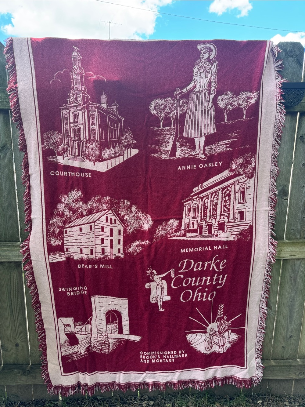 Vintage Darke County Ohio Woven Throw Blanket
